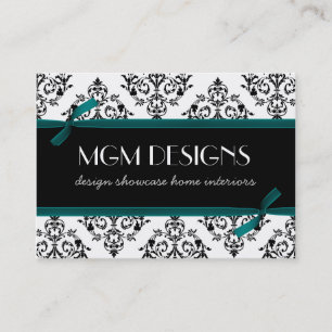 aqua damask Business Cards