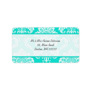 Aqua Damask Customisable Address Labels