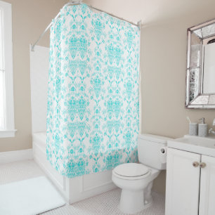 Aqua Damask Shower Curtain