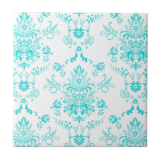 Aqua Damask Tile (Front)