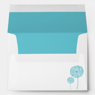 Aqua Dandelion Wedding Envelopes