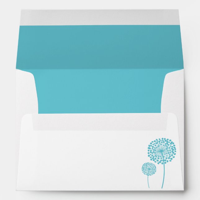 Aqua Dandelion Wedding Envelopes (Back (Bottom))