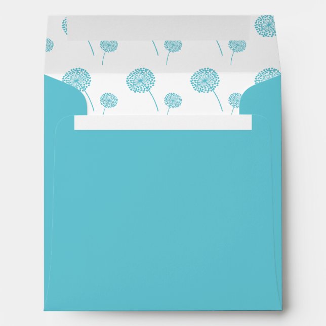 Aqua Dandelions Pattern Envelope (Back (Bottom))