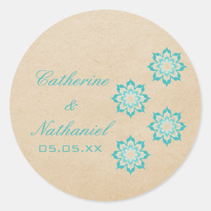 Aqua Daring Floral Blooms Stickers