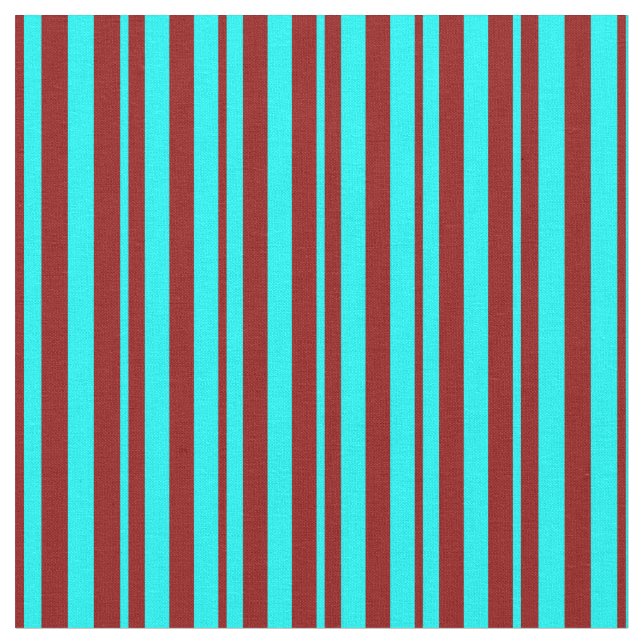 Aqua & Dark Red Striped Pattern Fabric (Close Up)