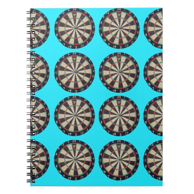 Aqua Dartboards Pattern, Spiral Notebook (Front)