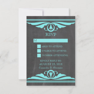 Aqua Deco Chalkboard Response Card