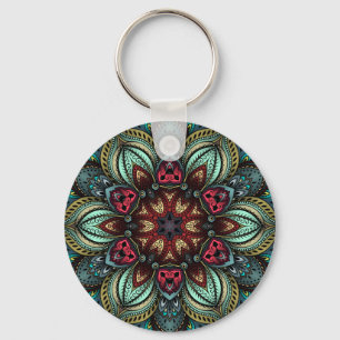 Aqua Delight Kaleidoscope Mandala Keychain