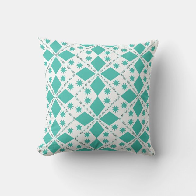 Aqua Diamond Fun | Half Drop Tile | Cushion (Front)