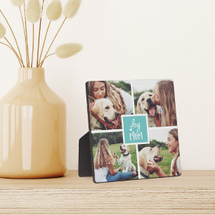 Aqua Dog Mom Photo Collage Plaque