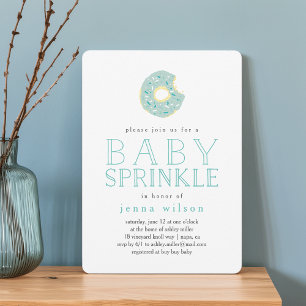 Aqua Doughnut Sprinkles Baby Sprinkle Invitation