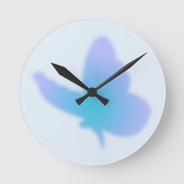 Aqua Dream Butterfly Round Clock (Front)
