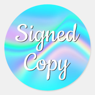 Aqua Edge Rainbow Wave Ombre Signed Copy Classic Round Sticker