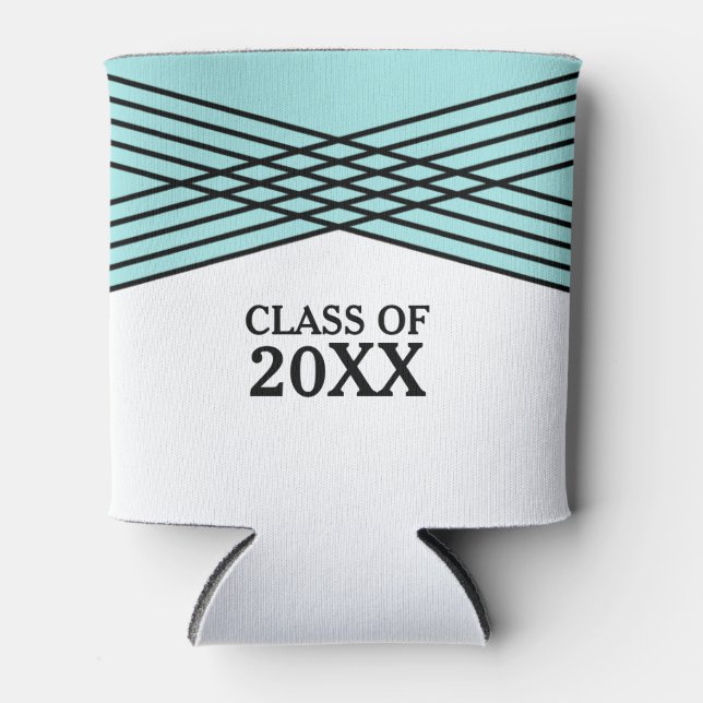 Aqua Elegant Deco Graduation Can Cooler (Front)