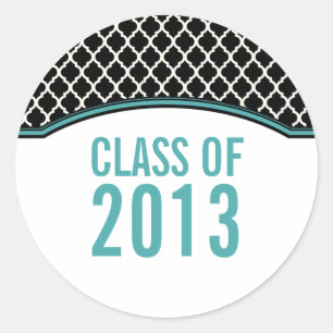 Aqua Elegant Quatrefoil Graduation Stickers