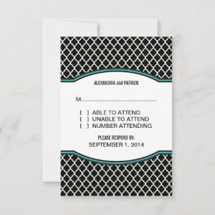 Aqua Elegant Quatrefoil Response Card