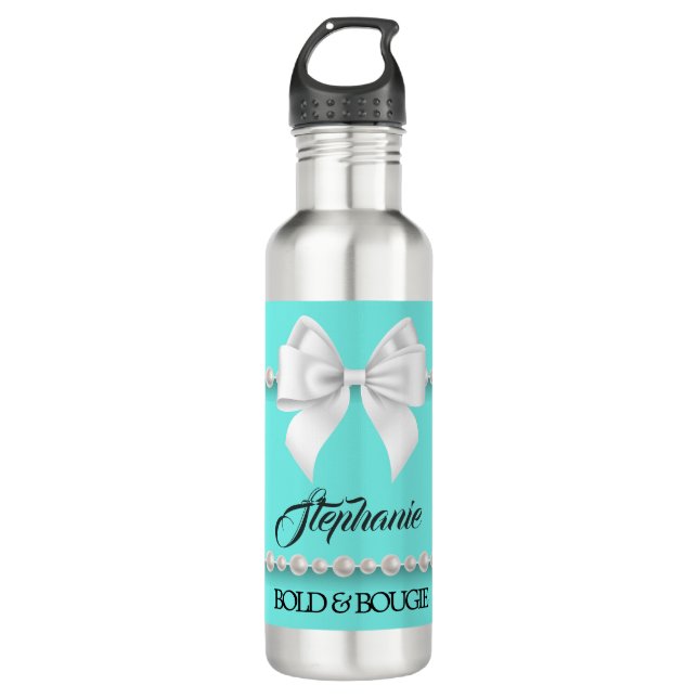 Aqua Elegant Tiffany Pearls Girly Fancy Bougie 710 Ml Water Bottle (Front)