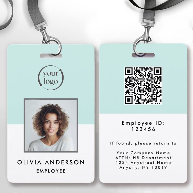 Aqua Employee Photo Company Logo ID Badge (Creator Uploaded)