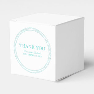 Aqua Encircled Round Favour Boxes