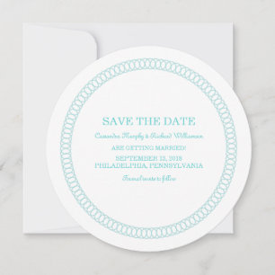 Aqua Encircled Round Save the Date Invite