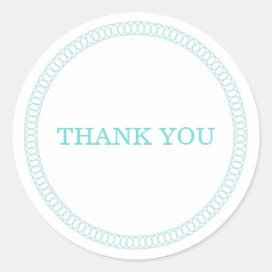 Aqua Encircled Round Thank You Stickers