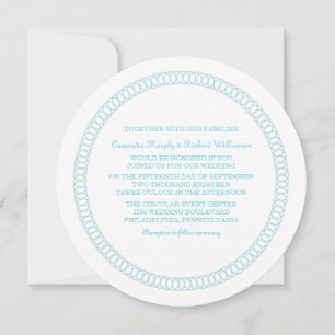 Aqua Encircled Round Wedding Invite