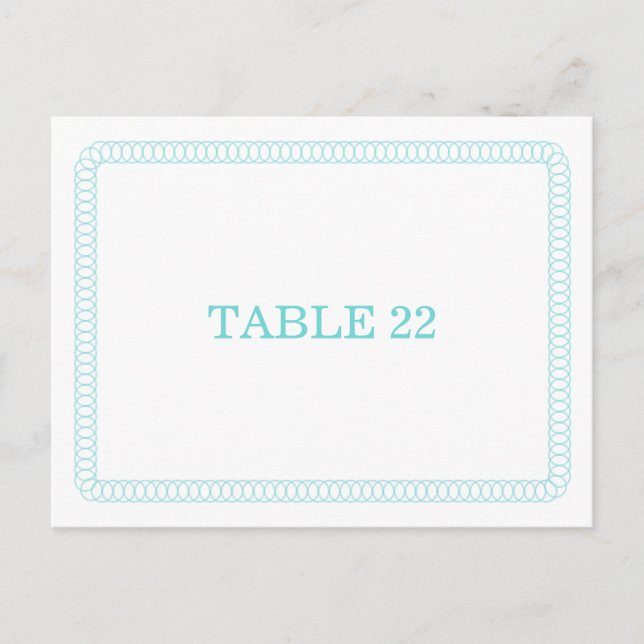 Aqua Encircled Rounded Table Number Postcard (Front)