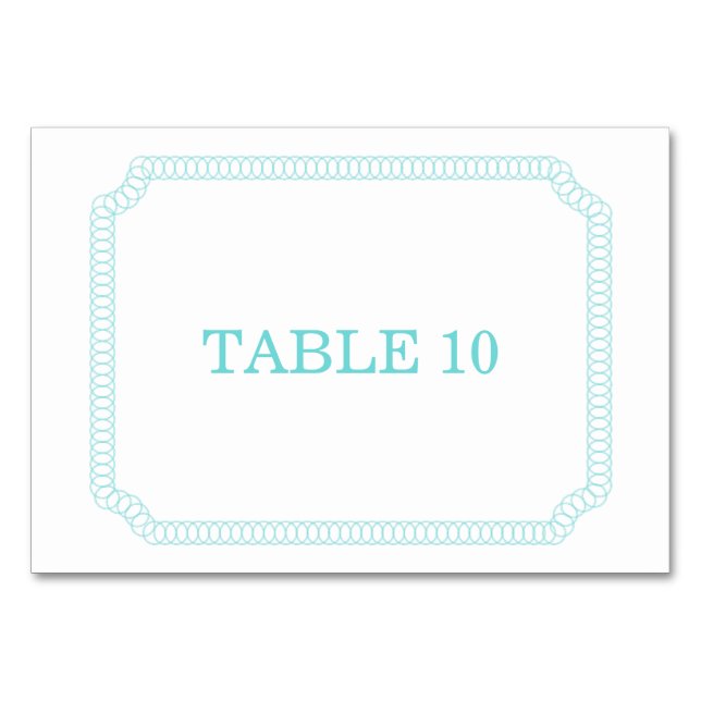Aqua Encircled Ticket Table Card (Front)