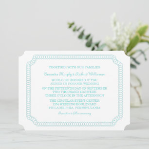 Aqua Encircled Ticket Wedding Invite
