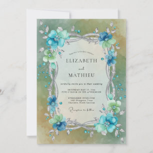 Aqua Ethereal Enchanted Wedding Invitation