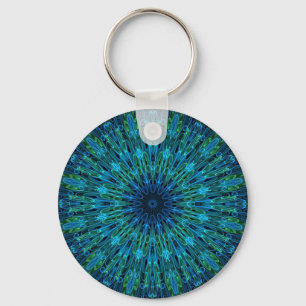Aqua Explosion Kaleidoscope Key Ring