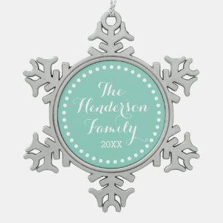 Aqua Family Monogram Keepsake Holiday Ornament