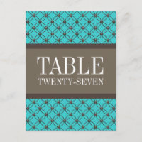 Aqua Fancy Lattice Table Number Postcard