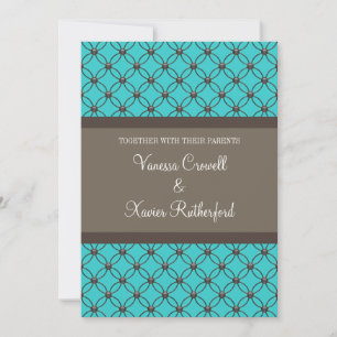 Aqua Fancy Lattice Wedding Invitation