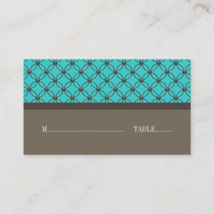 Aqua Fancy Lattice Wedding Place Cards