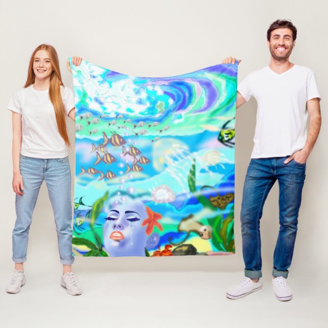 Aqua Fantasy Fleece Blanket (In Situ)