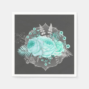Aqua Fantasy Floral Napkin