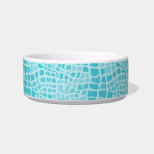 Aqua Faux Snake Skin Pattern Pet Bowls