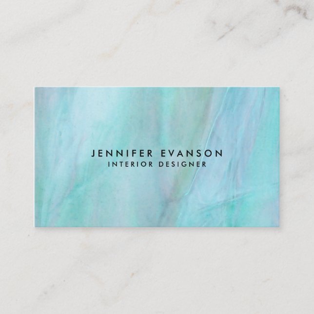 Aqua Faux Stained Glass Watercolor Pattern Business Card (Front)