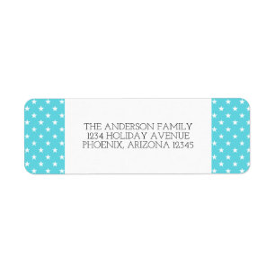 Aqua Festive Stars Holiday Address Labels