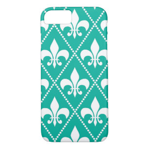 Aqua Fleur de Lis Case-Mate iPhone Case