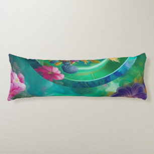 Aqua Floral Abstract underwater Garden  Body Cushion