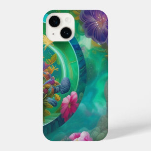 Aqua Floral Abstract underwater Garden  iPhone 14 Case