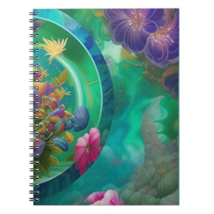 Aqua Floral Abstract underwater Garden Notebook