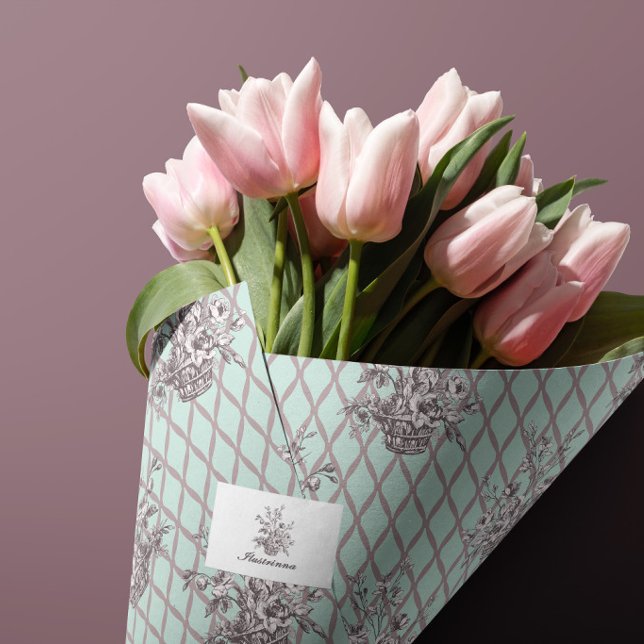 Aqua Floral Basket Tissue Paper (Creator Uploaded)