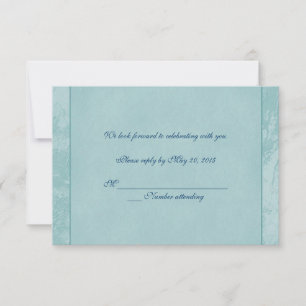 Aqua Floral Embossed RSVP Invitation