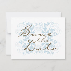 Aqua Floral Flourish Save The Date Wedding Invite