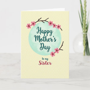 Aqua Floral Mothers Day Sister Card