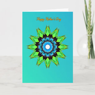 Aqua Floral Pattern Art Card