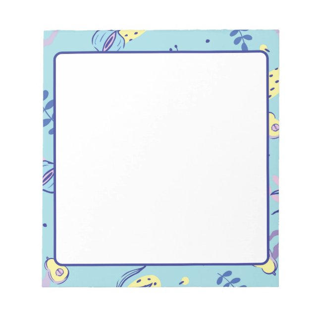 Aqua Floral Patterned Everyday Note Pad (Front)